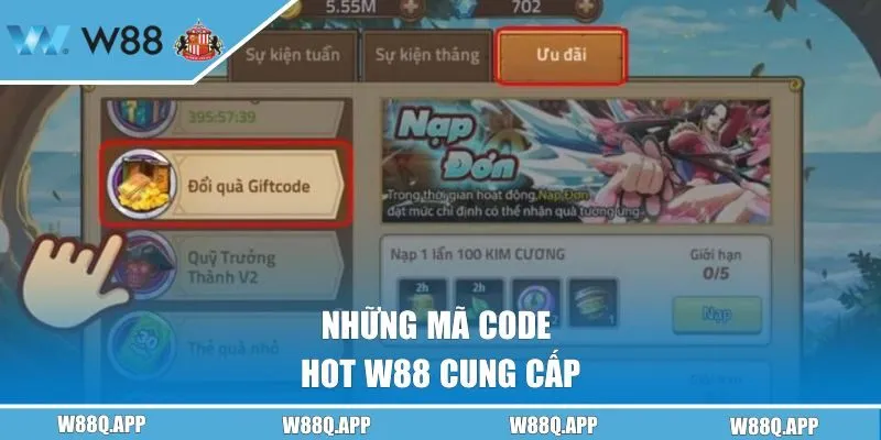 Những mã code hot W88 cung cấp